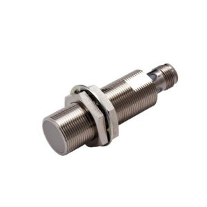 Proximity sensor, inductive, nickel-brass, long body, M18, shielded, 5 mm, DC, 3-wire, NPN NO, M12 connector — Omron