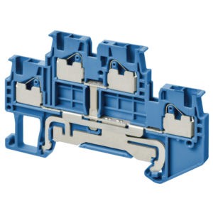 Клемма серии XW5 Push-in Plus , 1.5 мм2, два полюса, двухрядная, 1:1, голубая, напряжение 500 В, ток 17,5 А — Omron